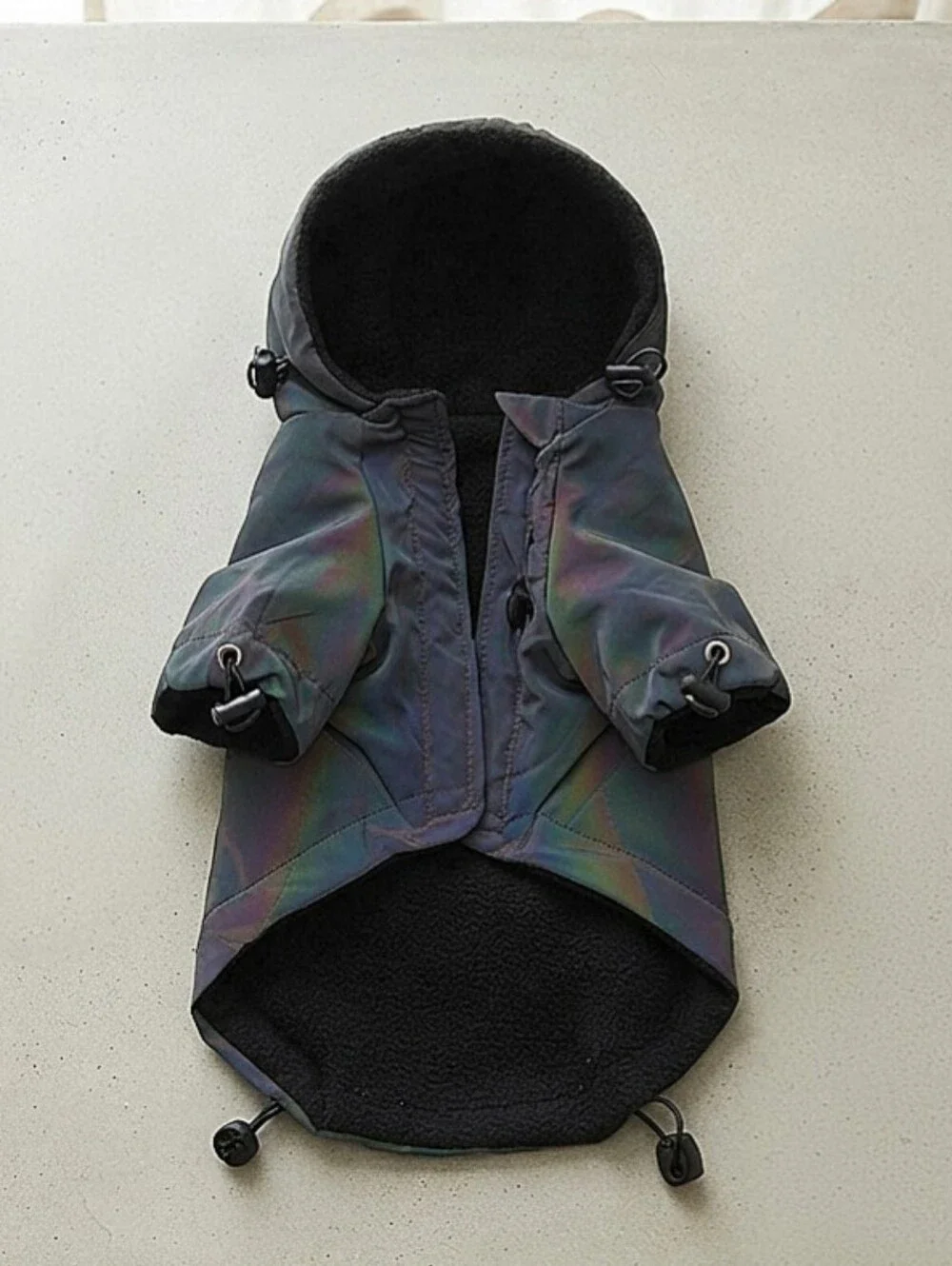 Iridescent Reflective Small Dog Raincoat, Luminous Waterproof Pet Hoodie Jacket